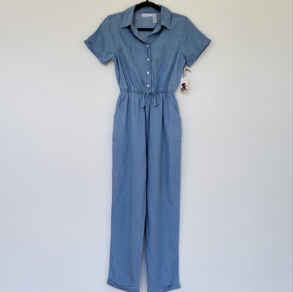 Sincerely Jules | Chambray Button Front Jumpsuit Size S - Picture 1 of 12